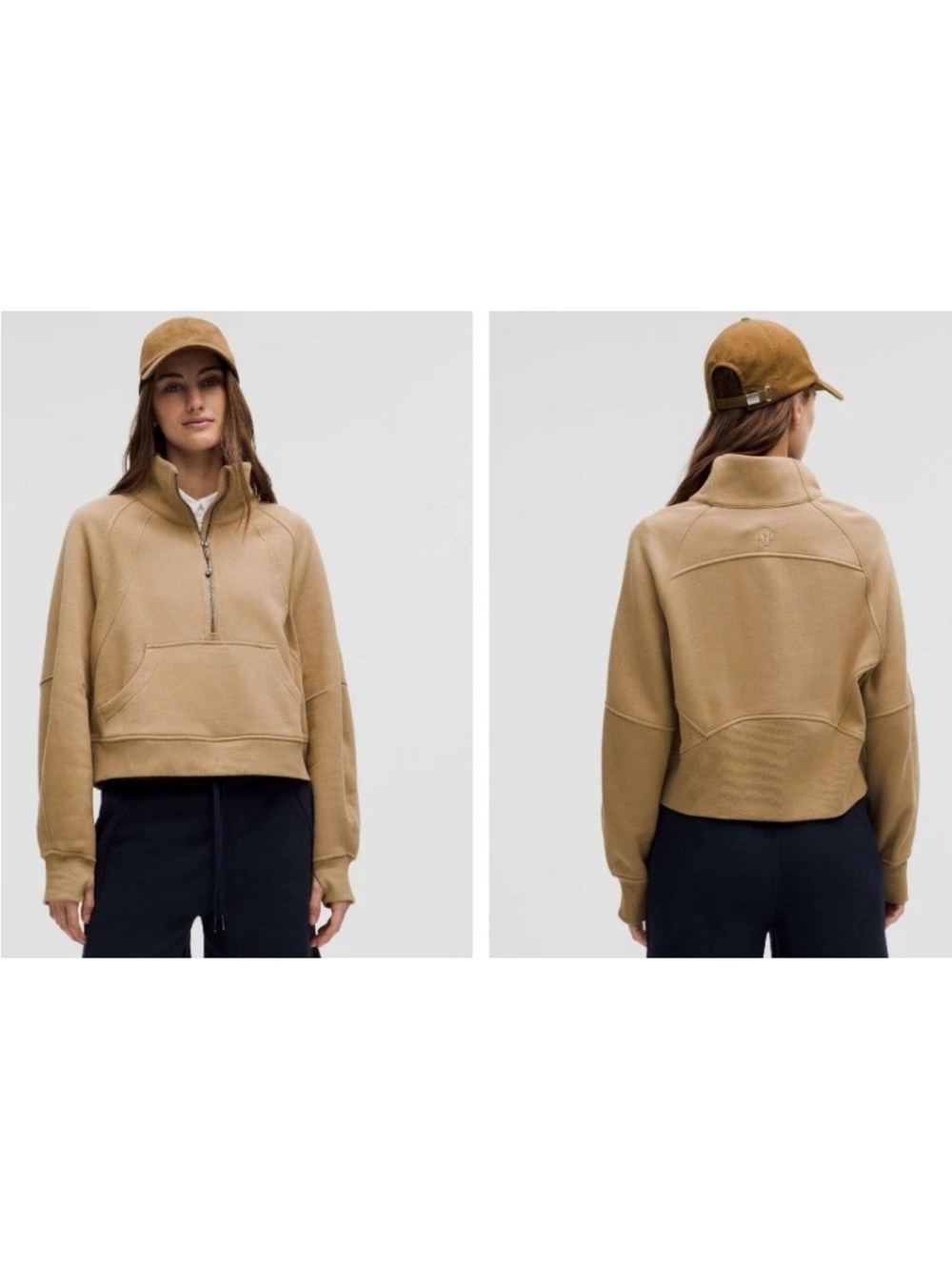 Lululemon Scuba Oversized Funnel Neck Half Zip Filbert Tan size M/L